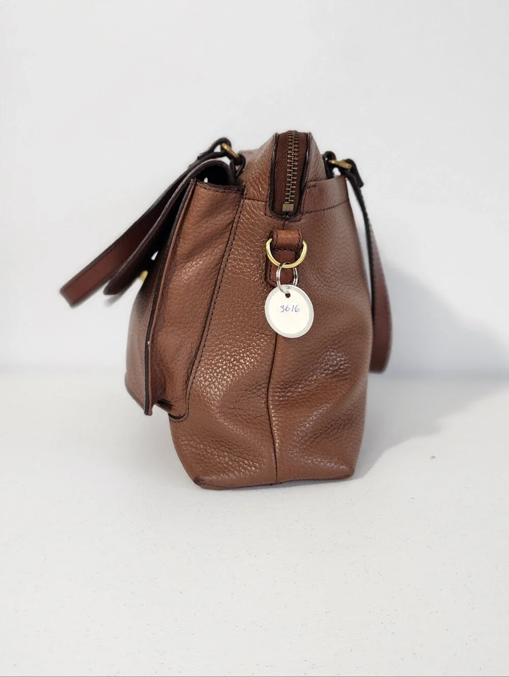 Fossil Chestnut Brown Leather Top-Handle Briefcase